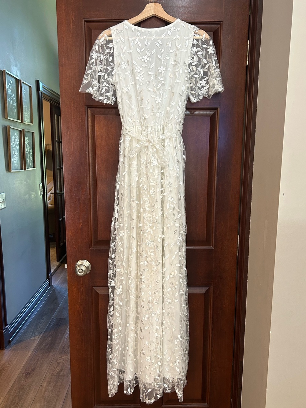Baltic Born White Embroidered Floral Mesh Maxi Dress Small Cottagecore - Picture 9 of 11